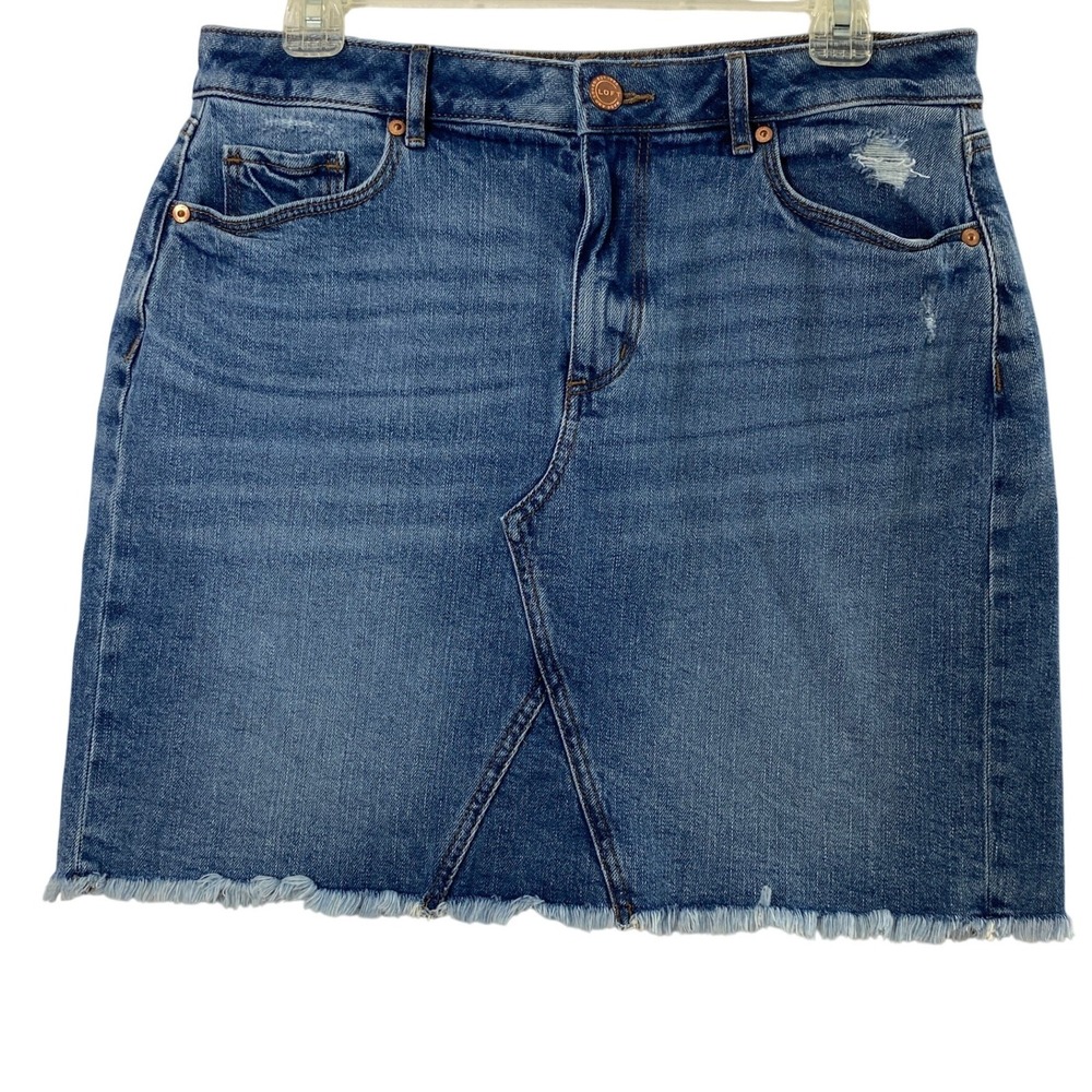 Womens Jean Skirt‎ Size 8 Raw Hem Distressed Medium Wash Denim Rodeo Western